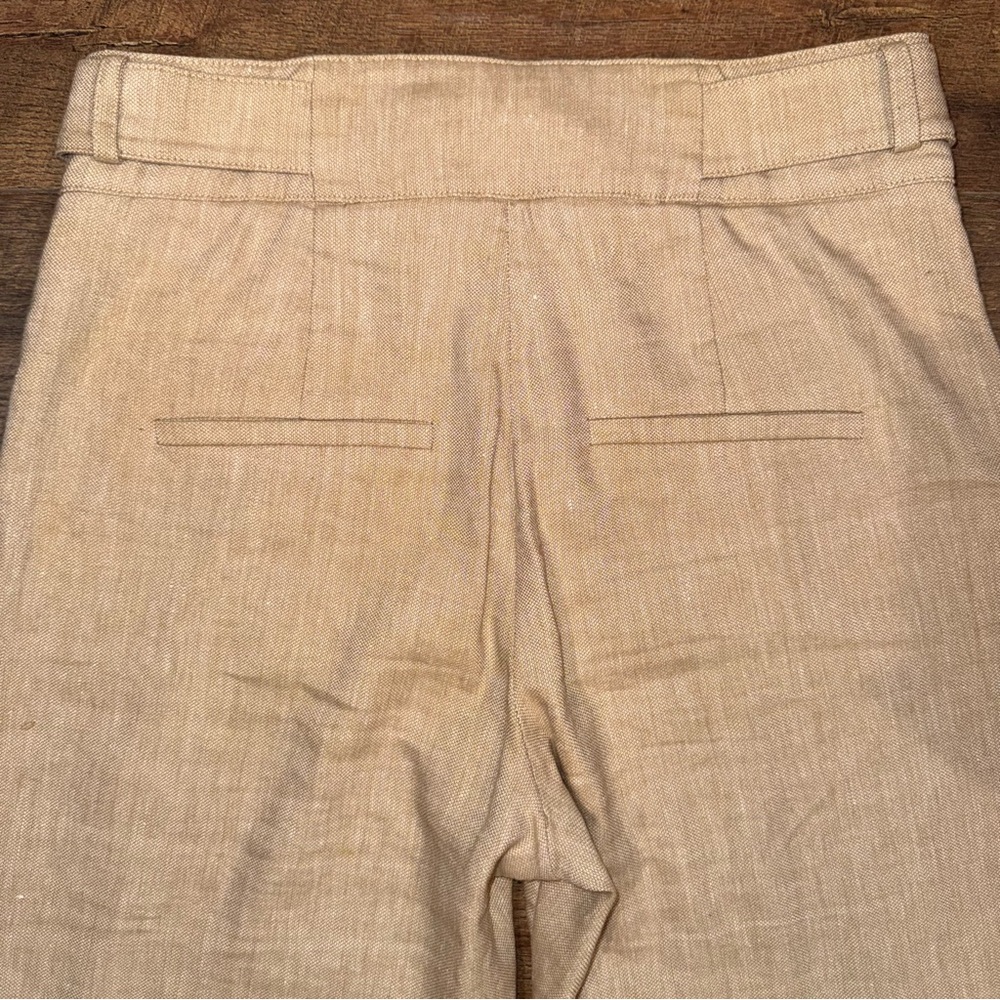 Veronica Beard Aubrie Women’s Khaki Linen-Blend Wide Leg Cropped Pants in Beige - Picture 10 of 16